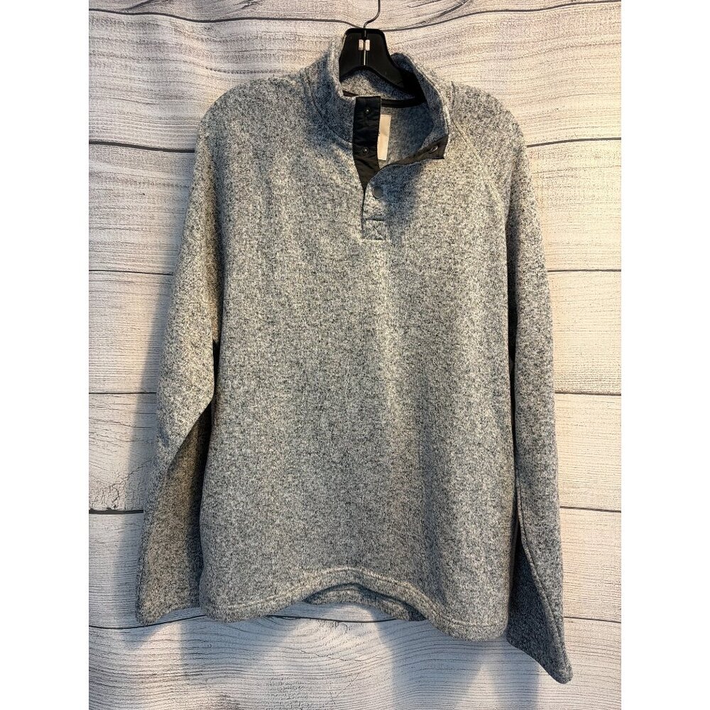 Sonoma Mens Gray Quarter Snap Pullover Fleece Jacket Size XXL
